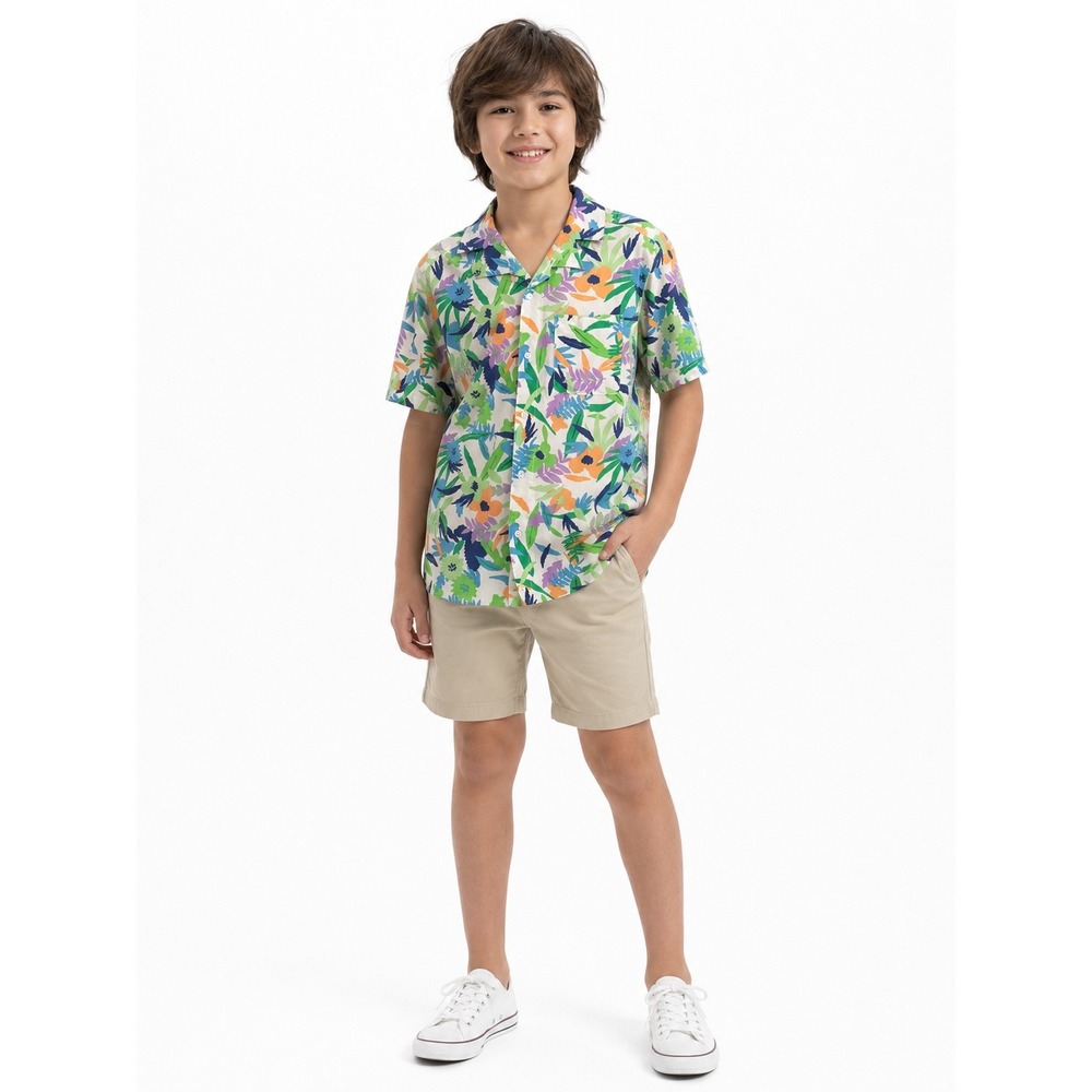 Cat & Jack Hawaiian Shirt Boys XXL 16/18 Husky Green NWT Floral Button Down